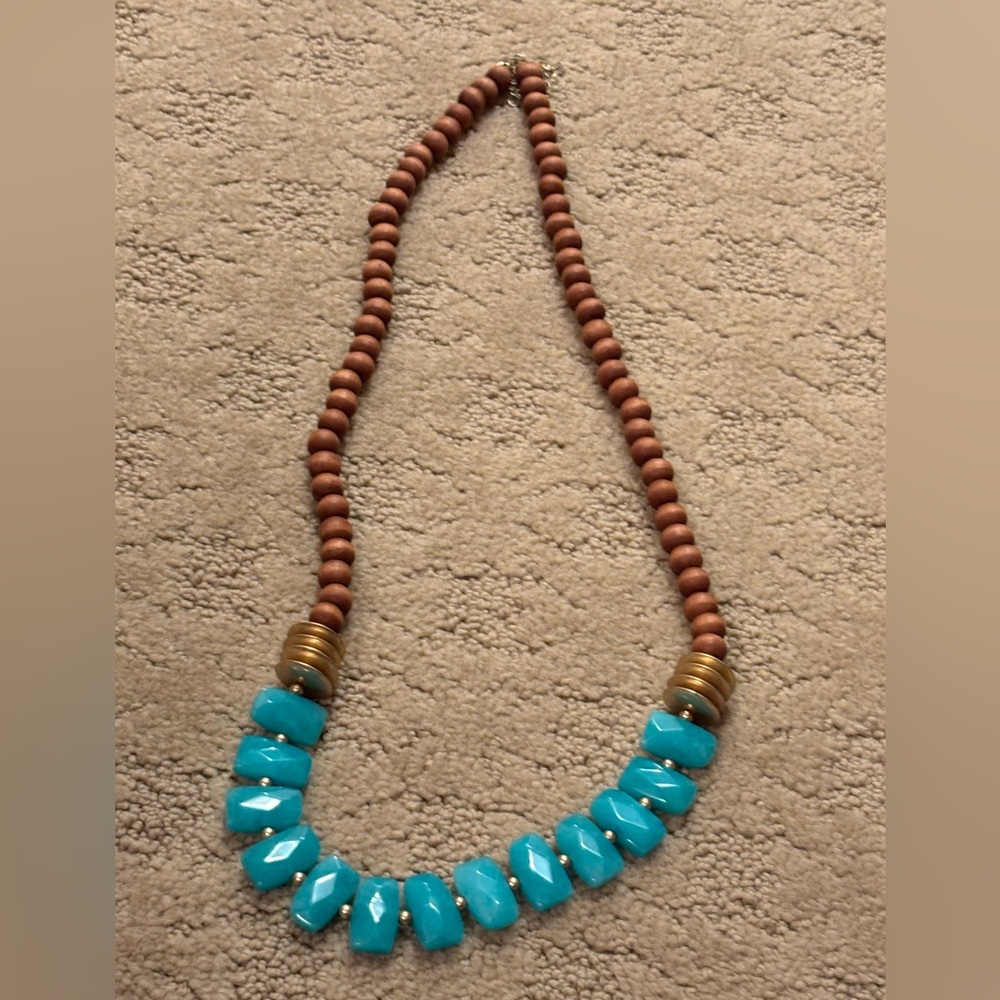 Turquoise and Brown Beaded Necklace